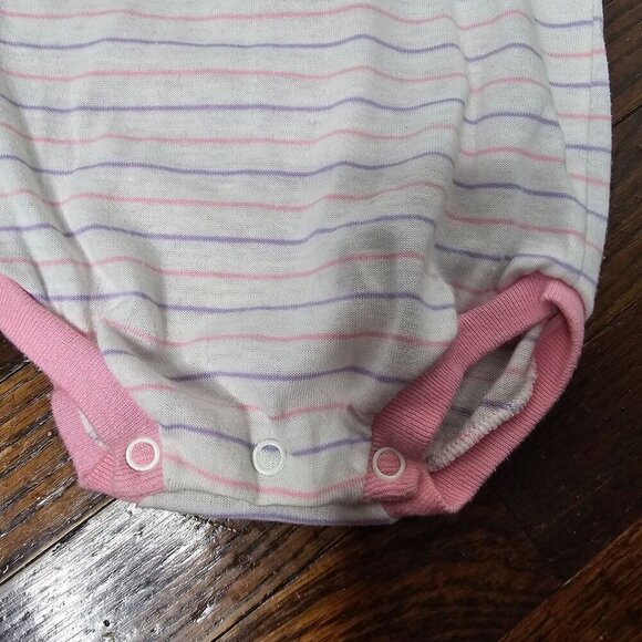 Vintage Pink Purple Striped Baby One PIece Body Suit - Picture 11 of 11